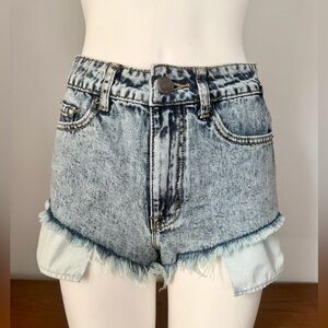 BDG Acid Wash Jean Shorts with Frayed Hem